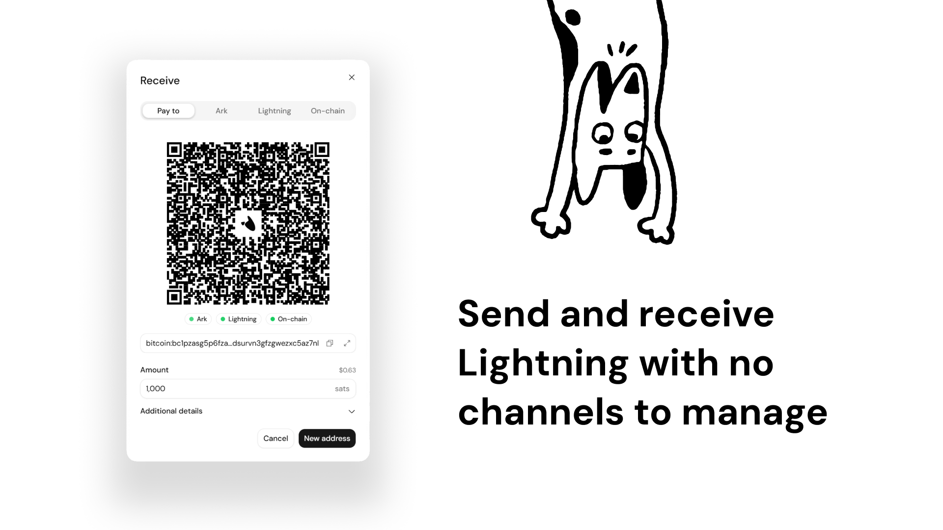 Bark Wallet's receive modal with combined QR code